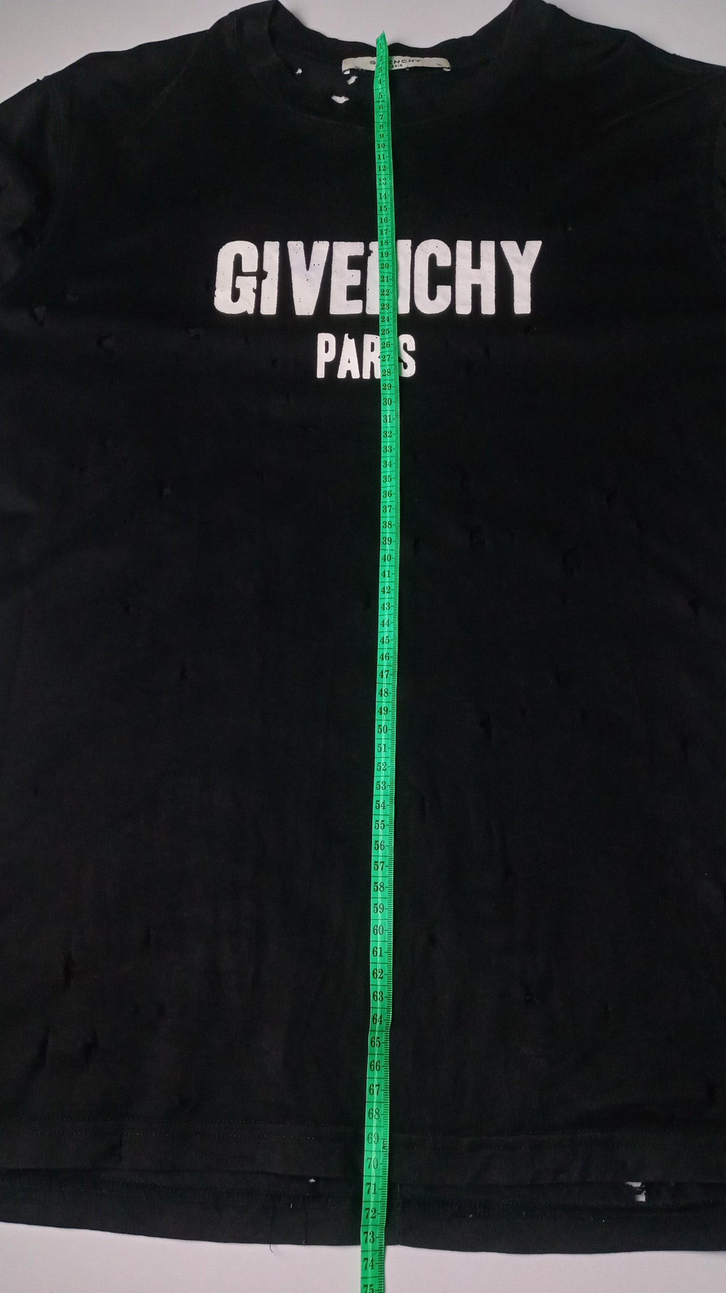 Givenchy Logo Distressed Black Cotton T Shirt S