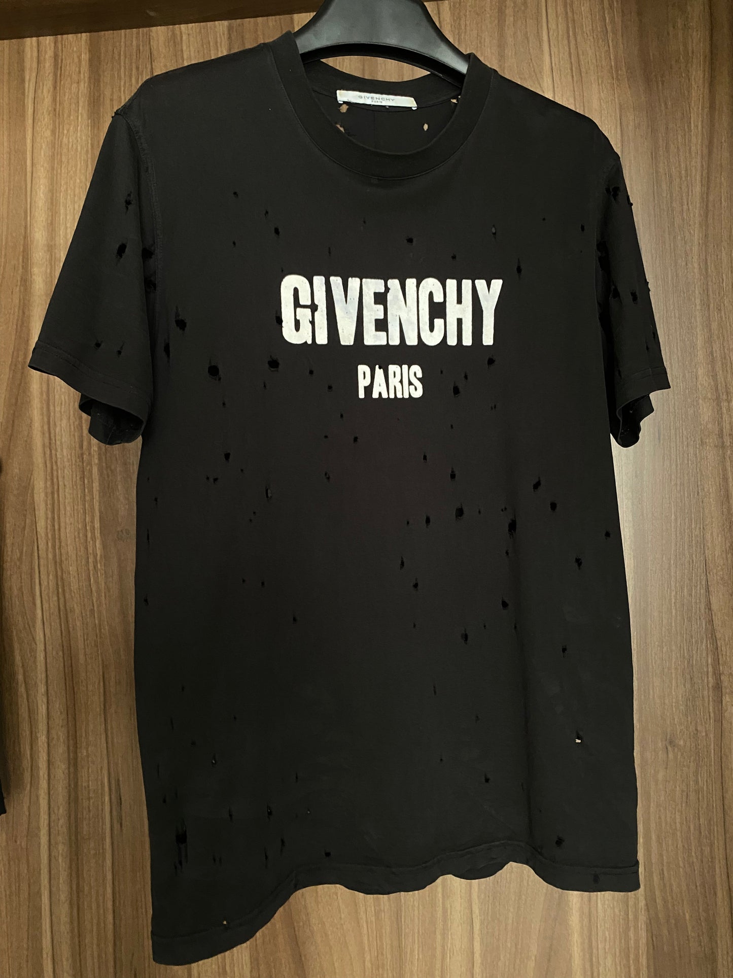 Givenchy Logo Distressed Black Cotton T Shirt S