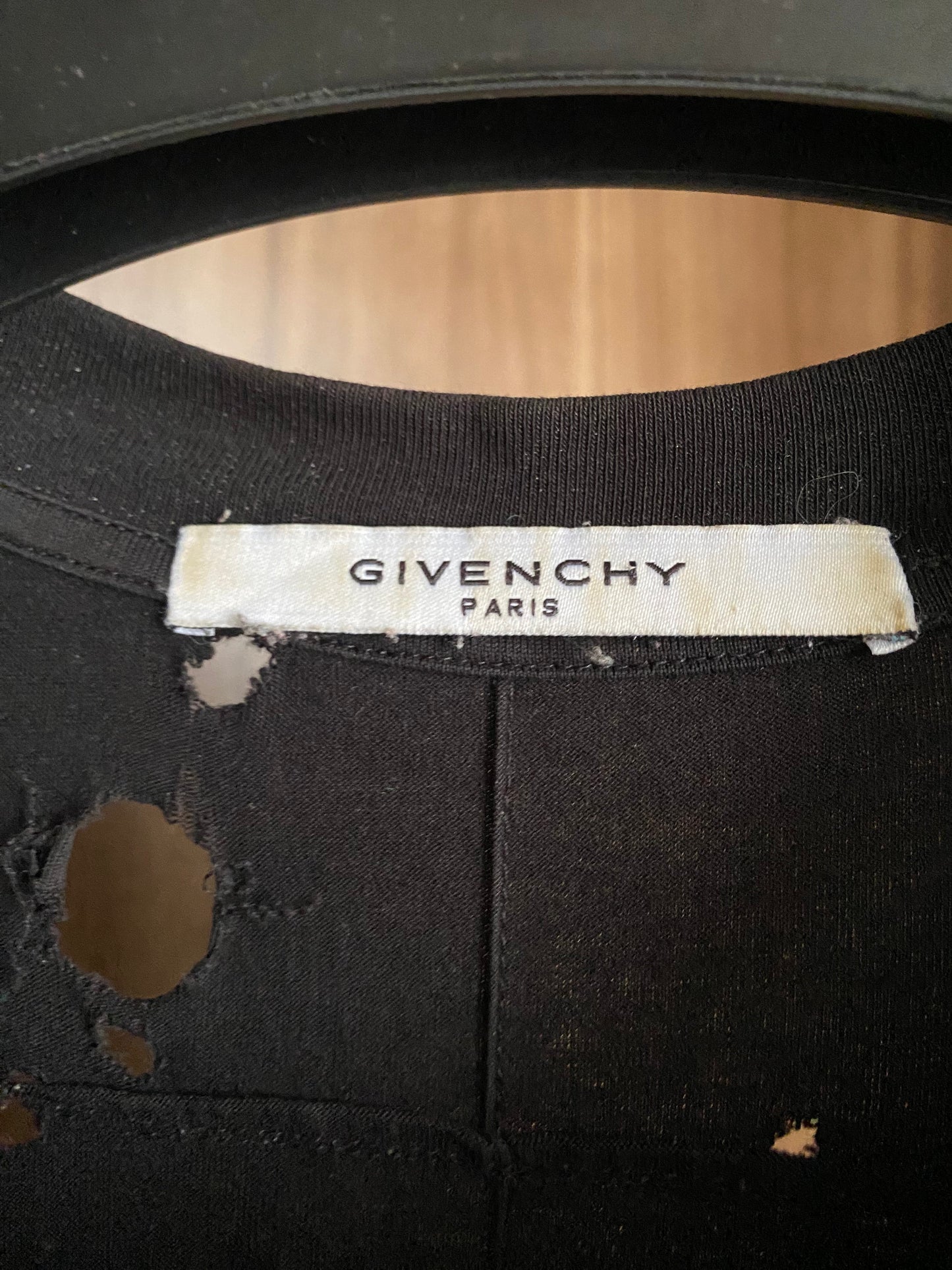 Givenchy Logo Distressed Black Cotton T Shirt S