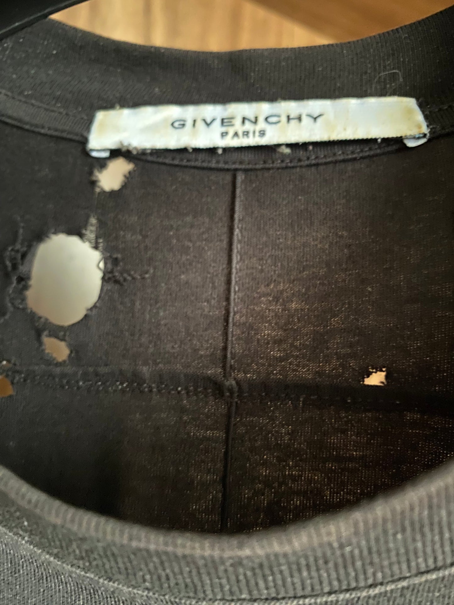 Givenchy Logo Distressed Black Cotton T Shirt S