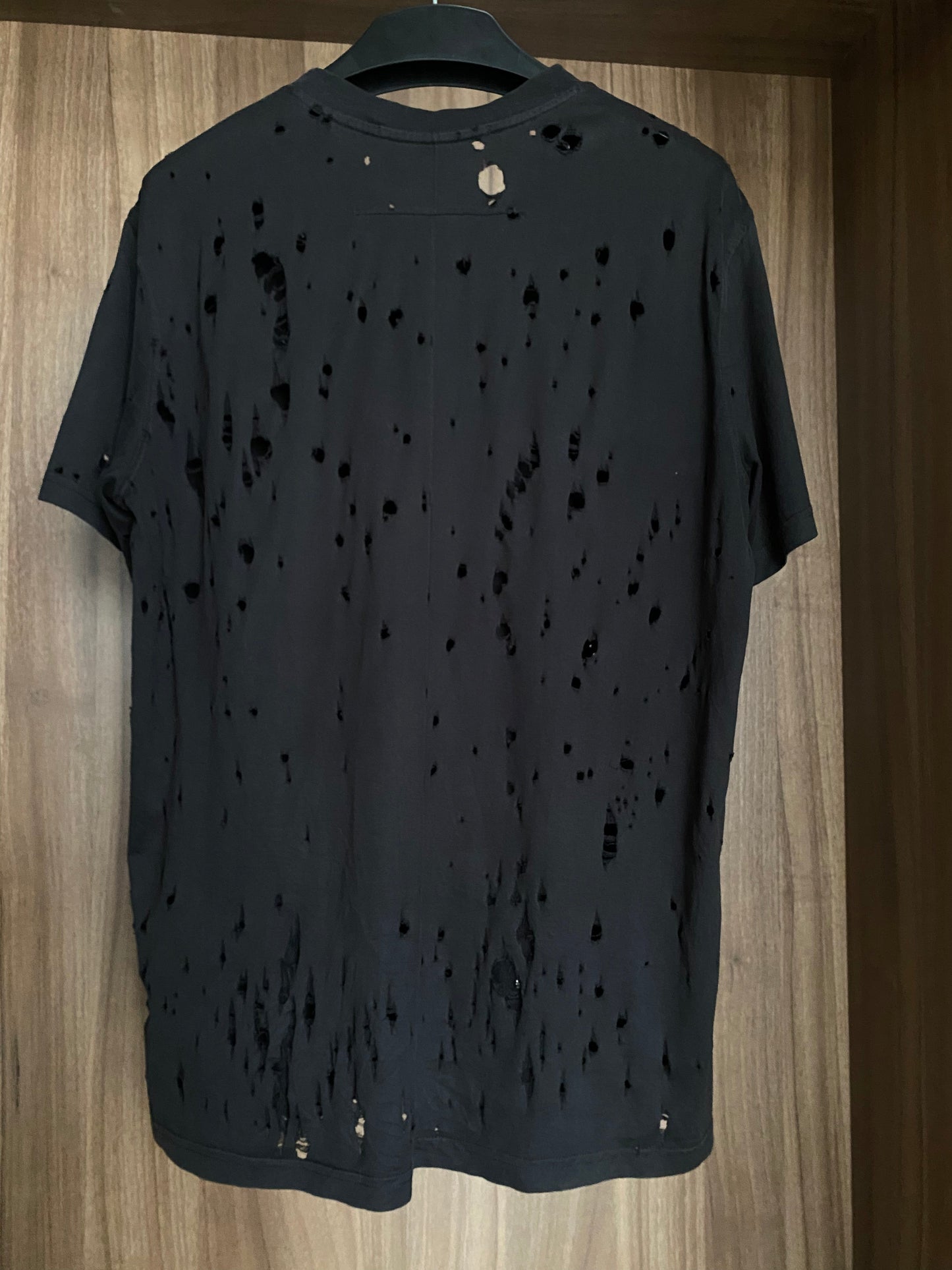 Givenchy Logo Distressed Black Cotton T Shirt S