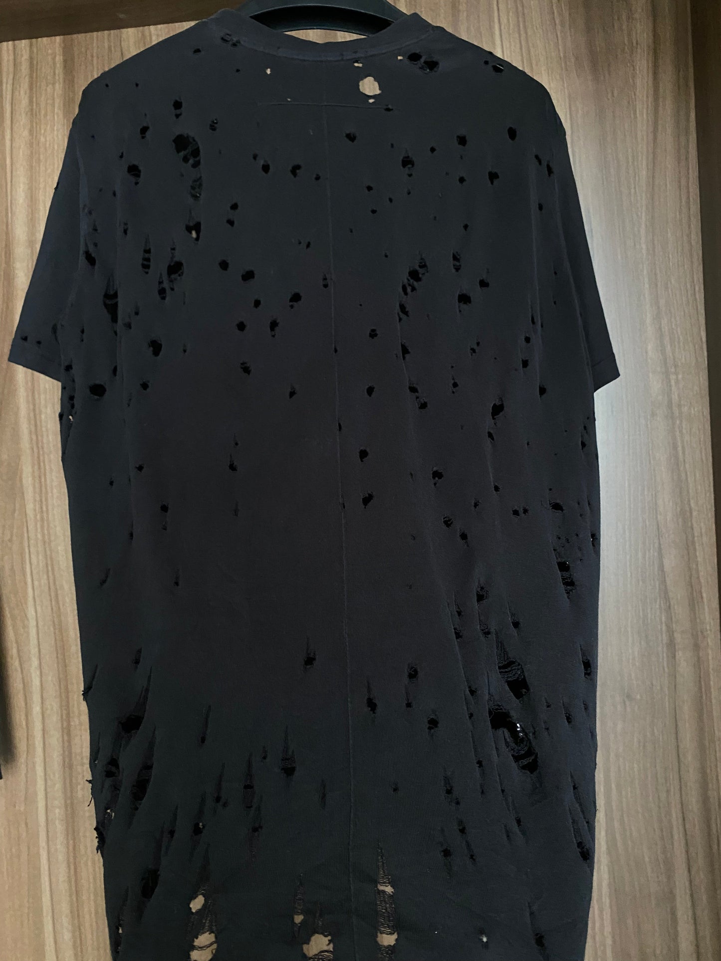 Givenchy Logo Distressed Black Cotton T Shirt S