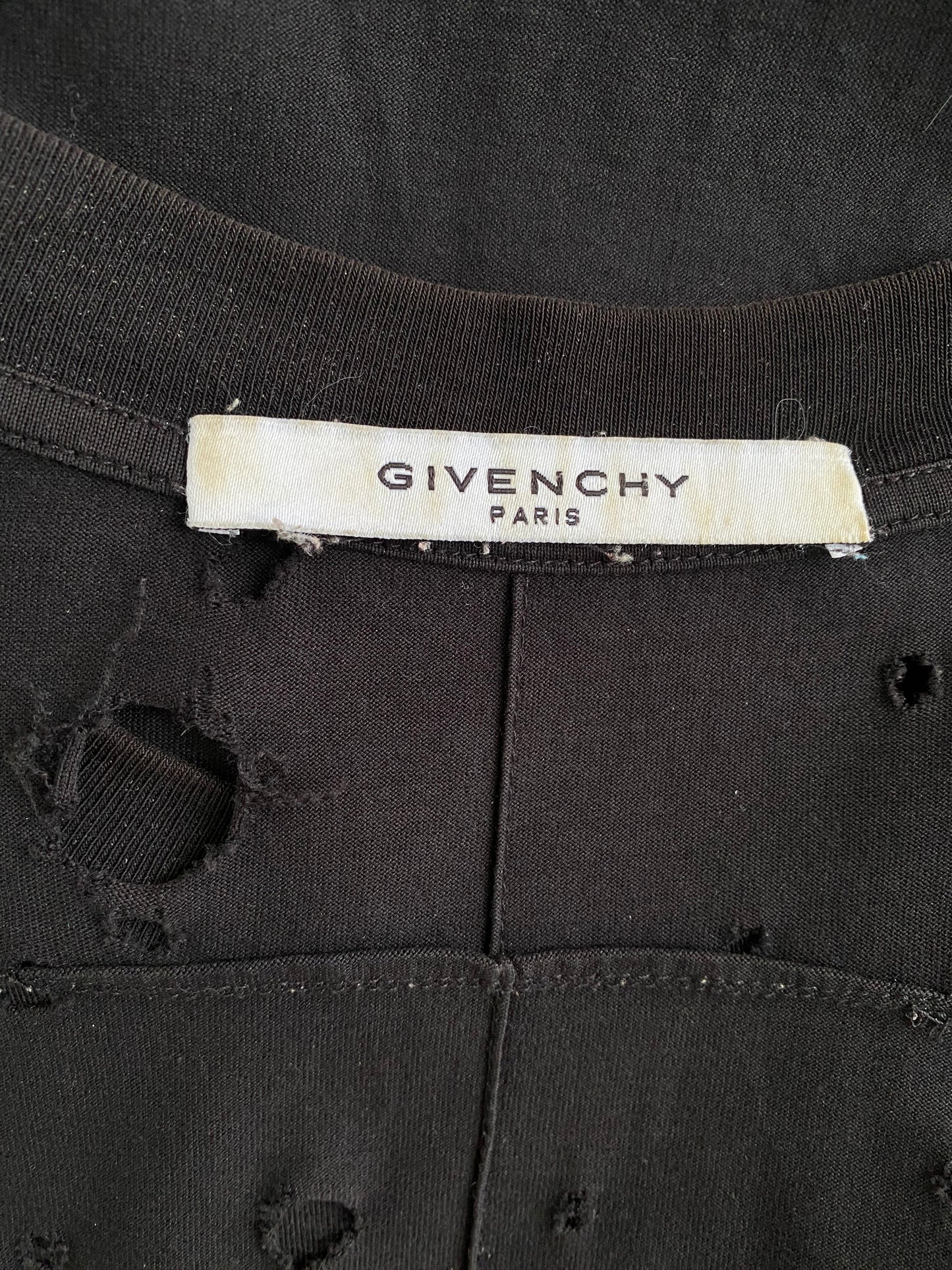 Givenchy Logo Distressed Black Cotton T Shirt S