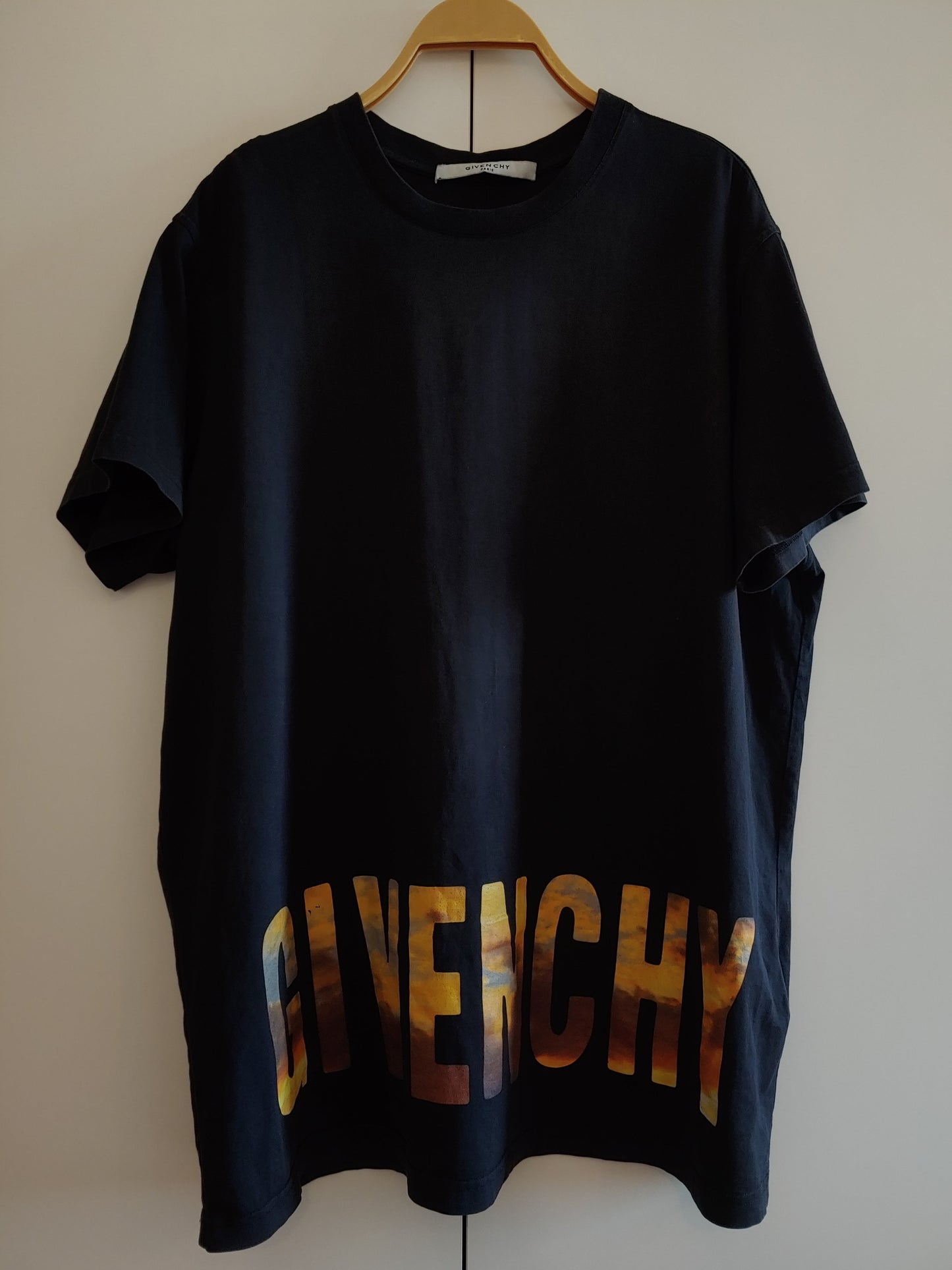 Givenchy Sunset Logo Black Cotton T Shirt S Oversized