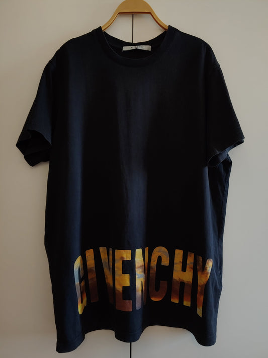 Givenchy Sunset Logo Black Cotton T Shirt S Oversized