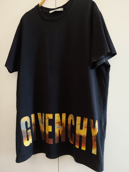 Givenchy Sunset Logo Black Cotton T Shirt S Oversized