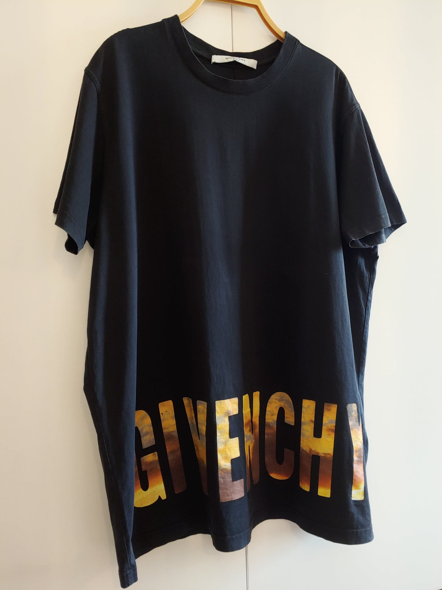Givenchy Sunset Logo Black Cotton T Shirt S Oversized