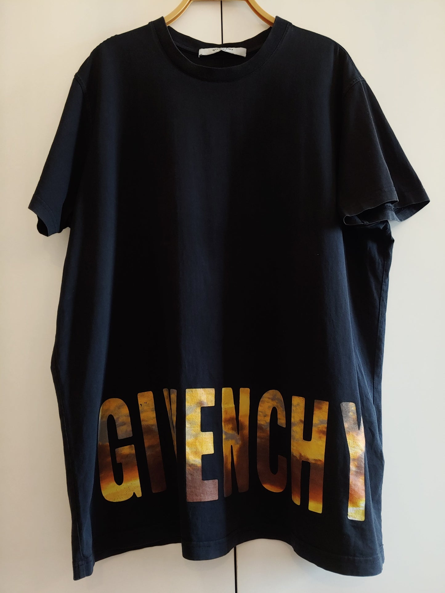 Givenchy Sunset Logo Black Cotton T Shirt S Oversized