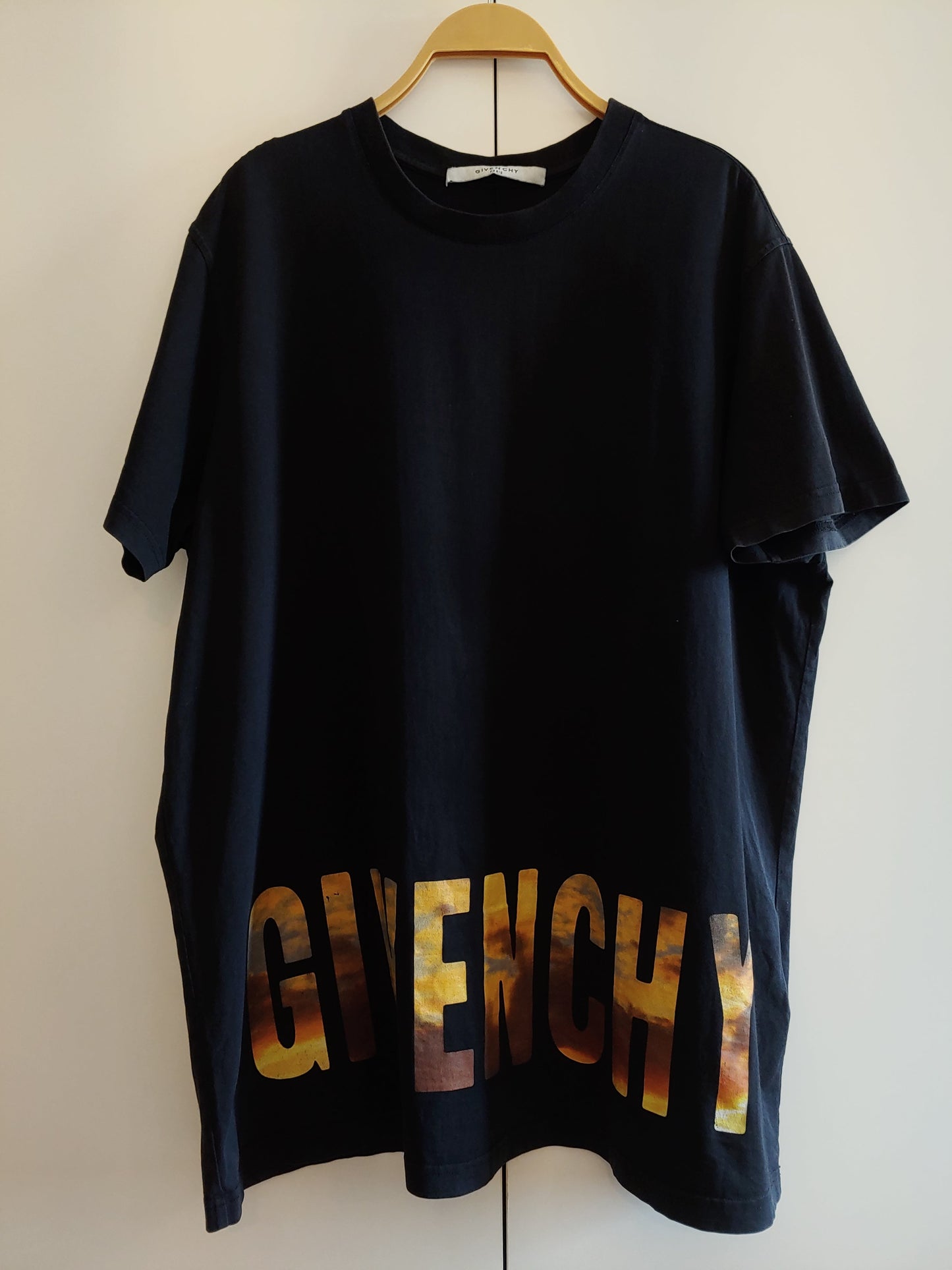 Givenchy Sunset Logo Black Cotton T Shirt S Oversized
