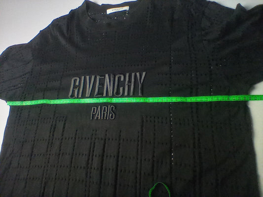 Givenchy Black Perforated Logo Oversized M T Shirt