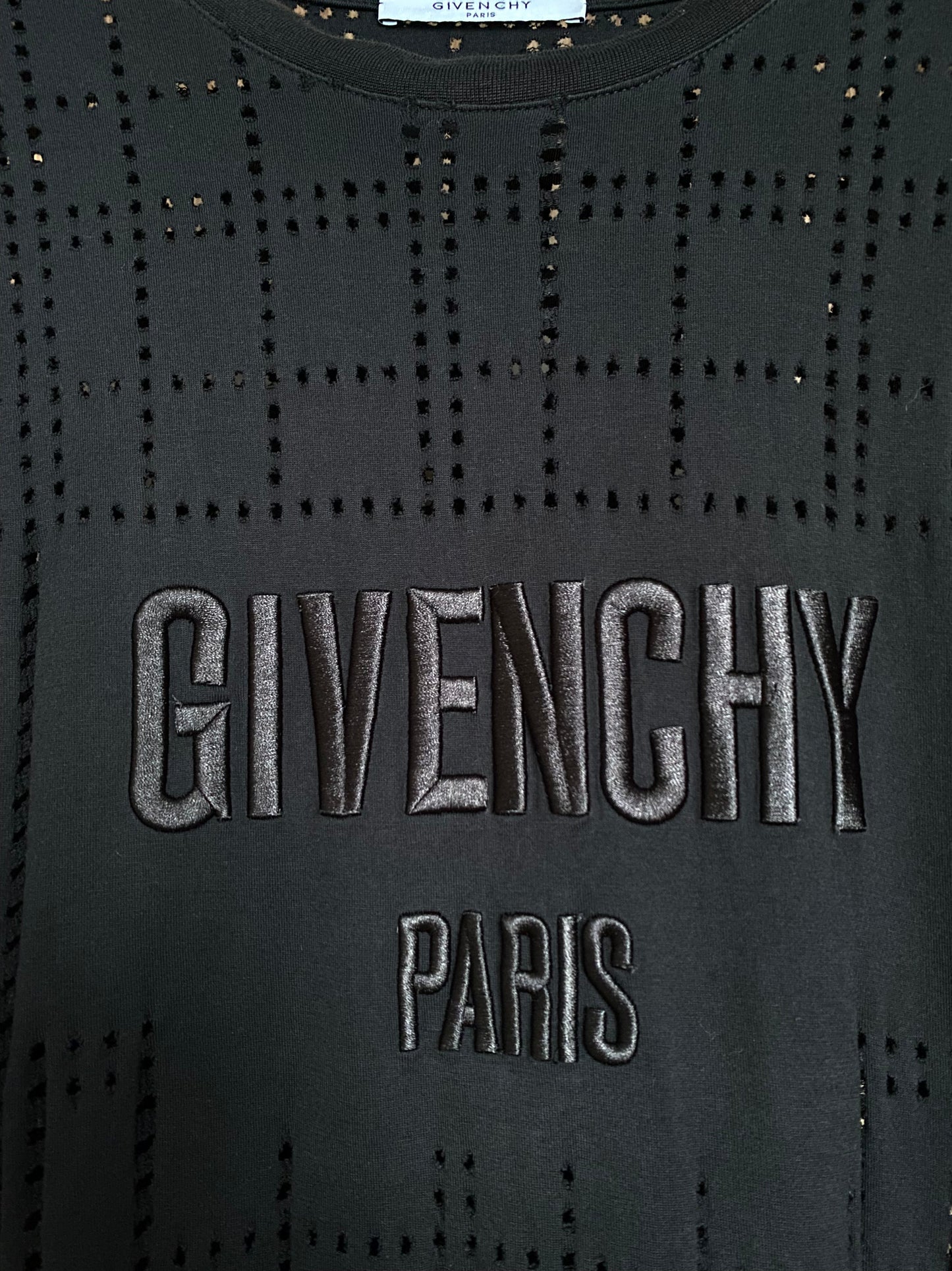 Givenchy Black Perforated Logo Oversized M T Shirt