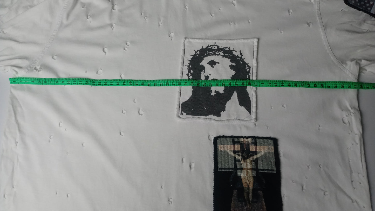 Givenchy Jesus Patch Distressed T Shirt Xs Oversized