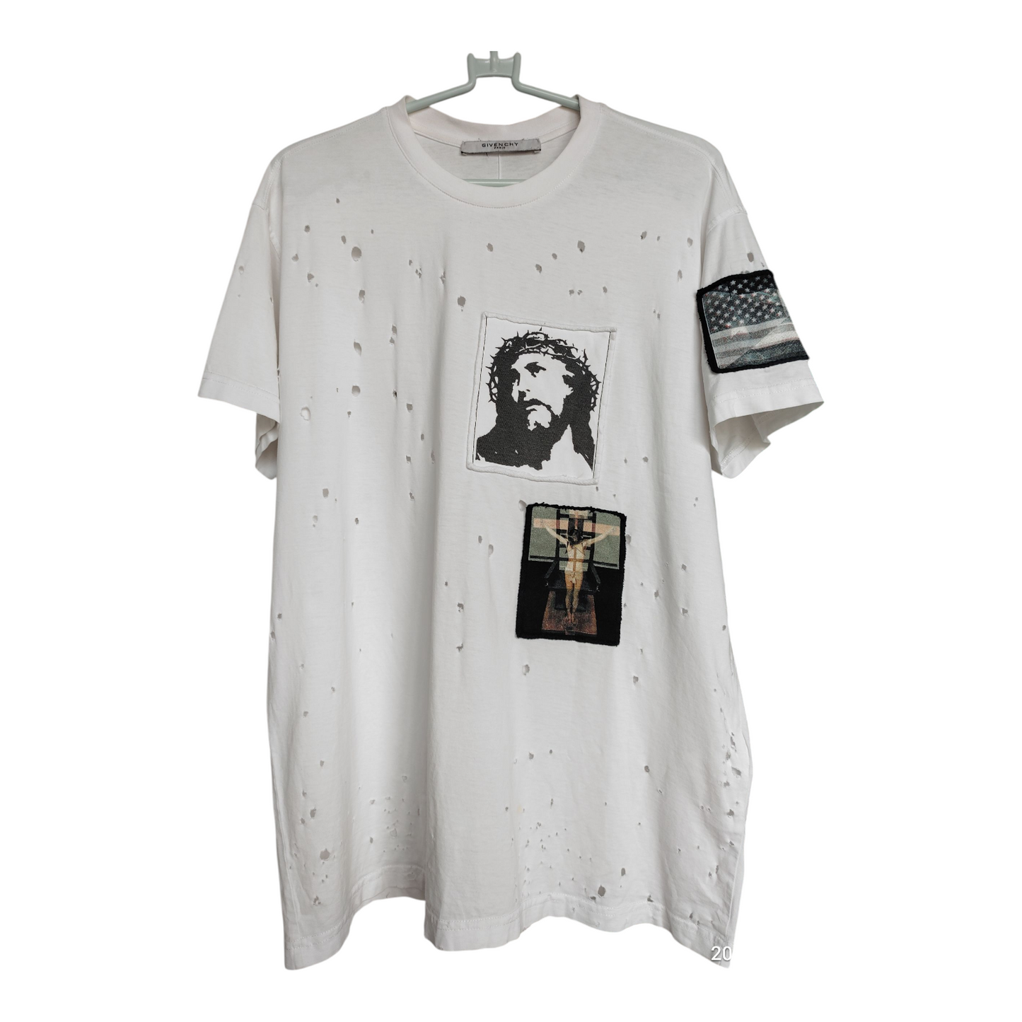 Givenchy Jesus Patch Distressed T Shirt Xs Oversized