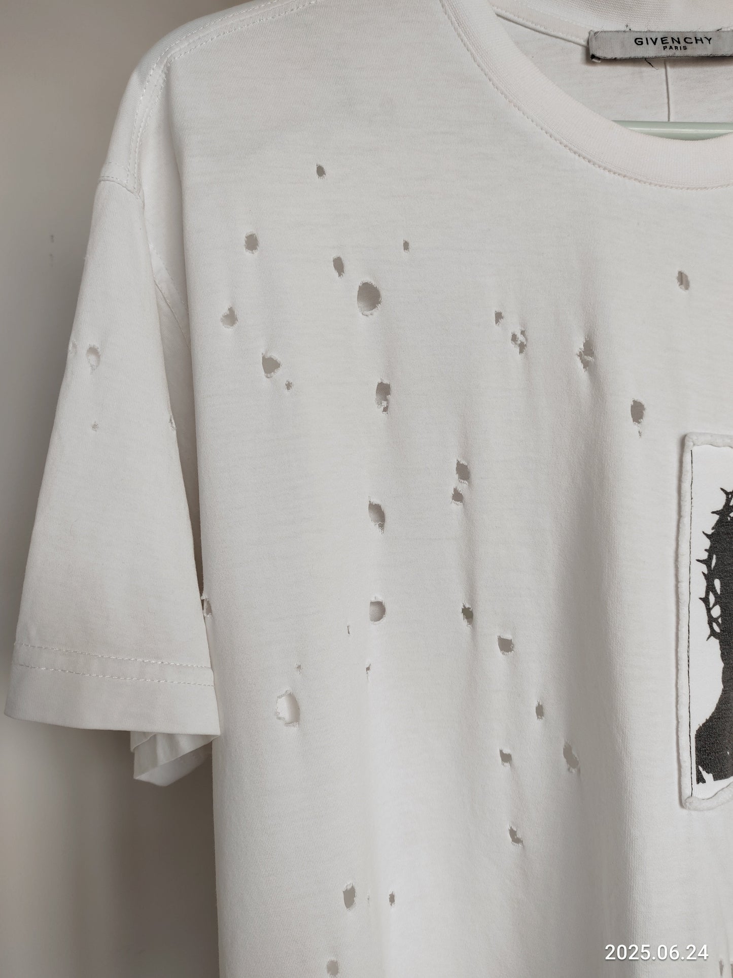 Givenchy Jesus Patch Distressed T Shirt Xs Oversized