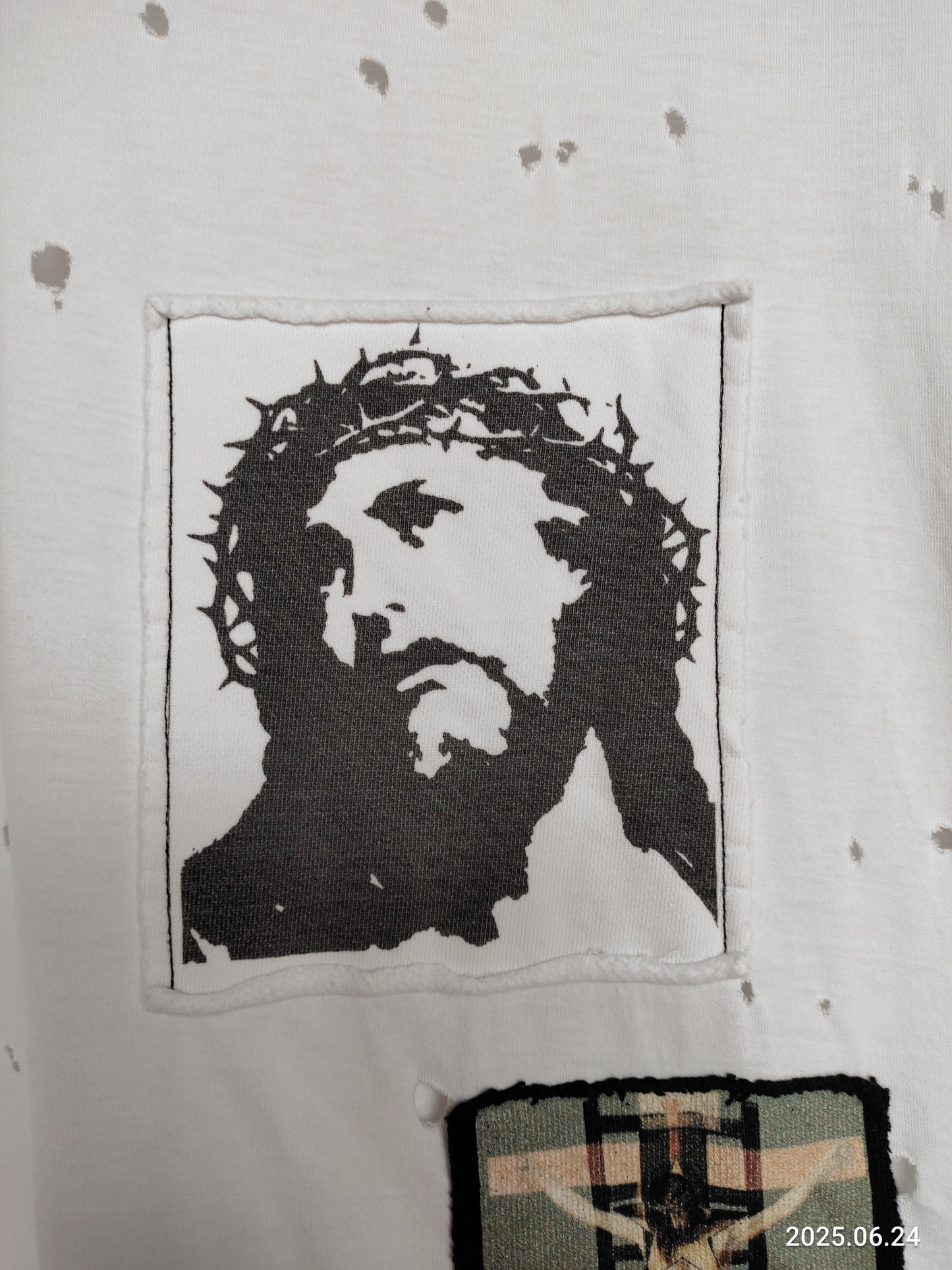 Givenchy Jesus Patch Distressed T Shirt Xs Oversized