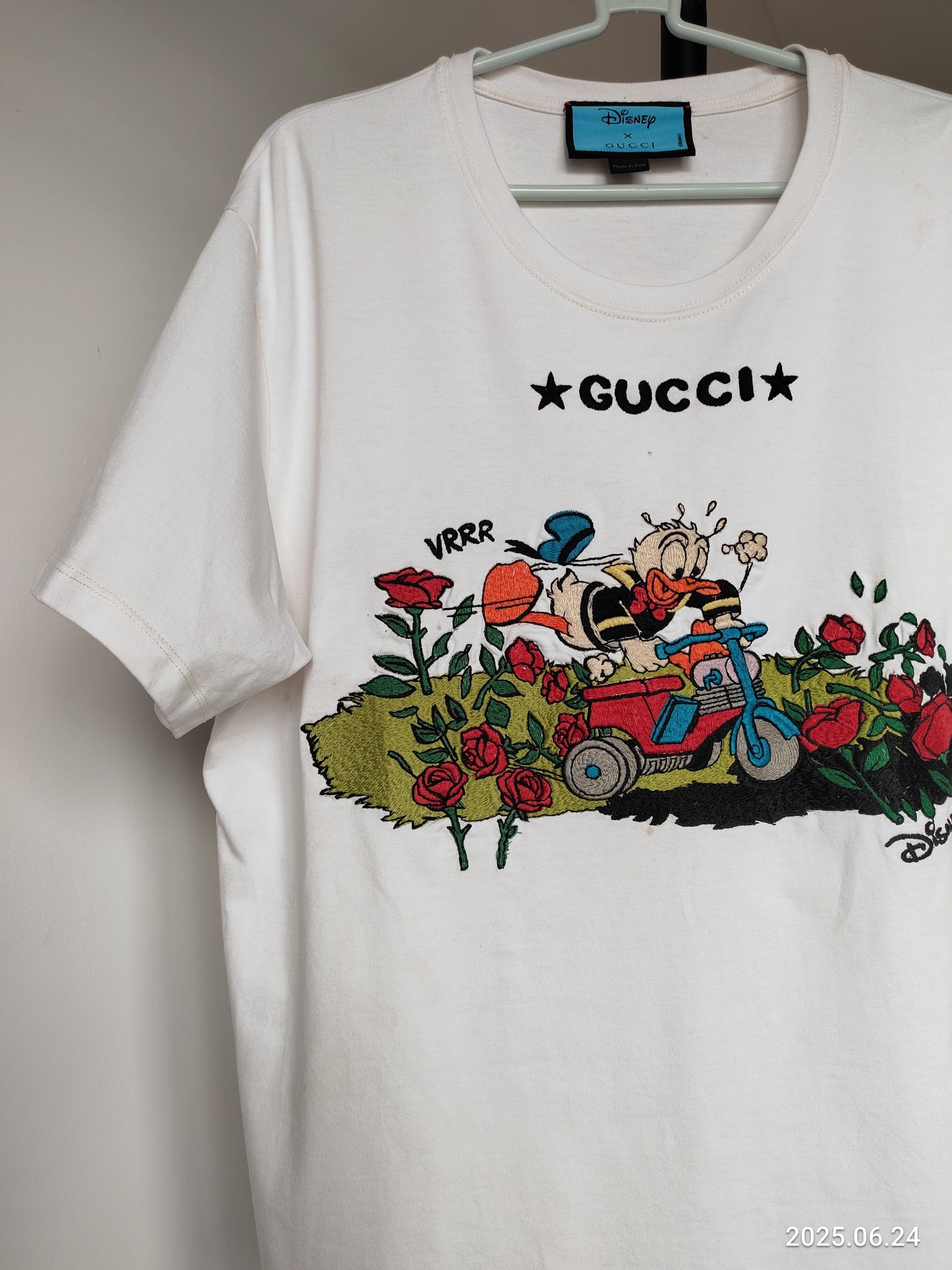 Gucci Disney Donald Duck  Off White Cotton T Shirt  M Regular Fit