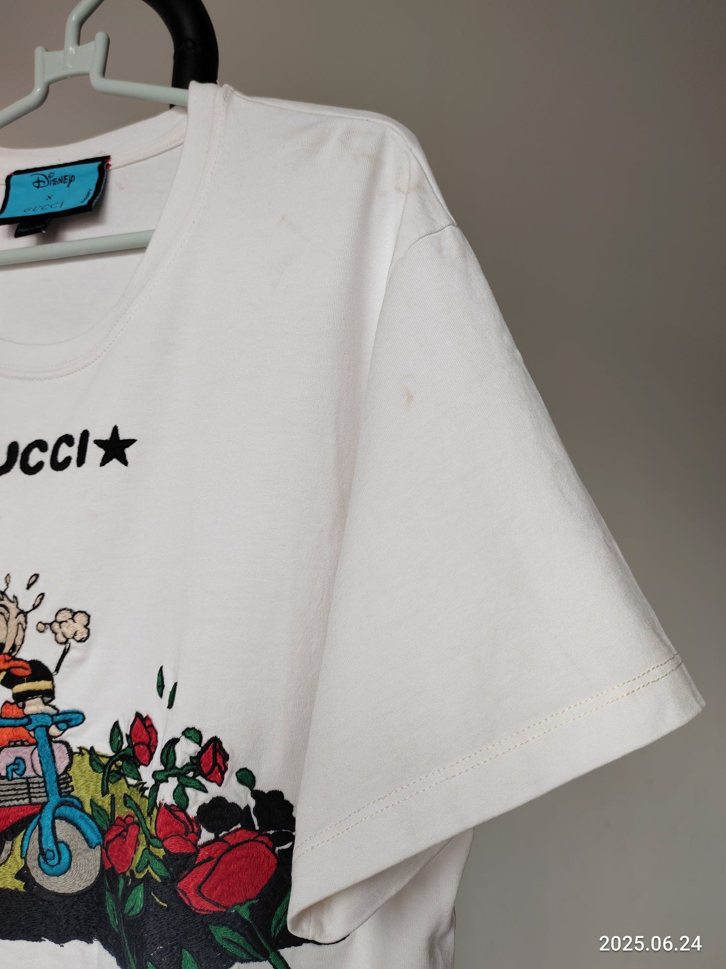 Gucci Disney Donald Duck  Off White Cotton T Shirt  M Regular Fit