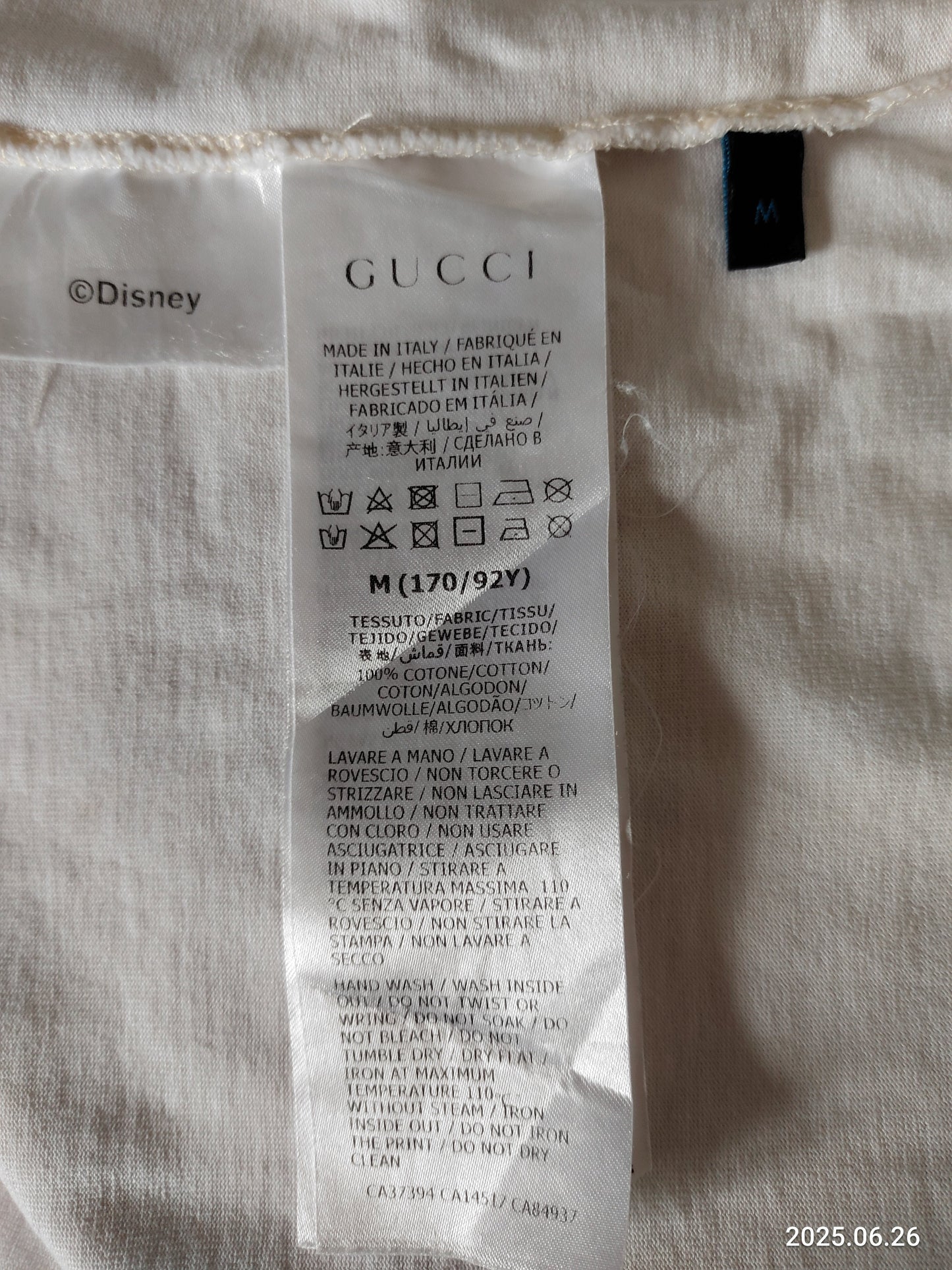Gucci Disney Donald Duck  Off White Cotton T Shirt  M Regular Fit