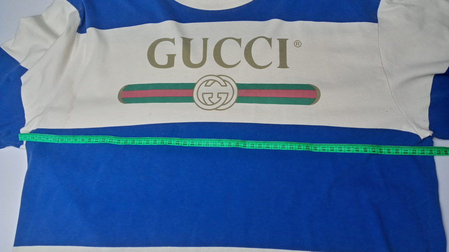Gucci Blue And White Striped T Shirt Size Medium