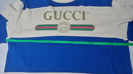 Gucci Blue And White Striped T Shirt Size Medium