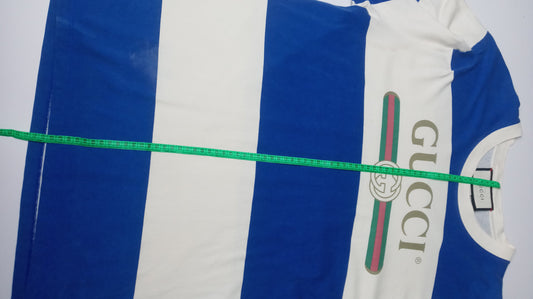 Gucci Blue And White Striped T Shirt Size Medium