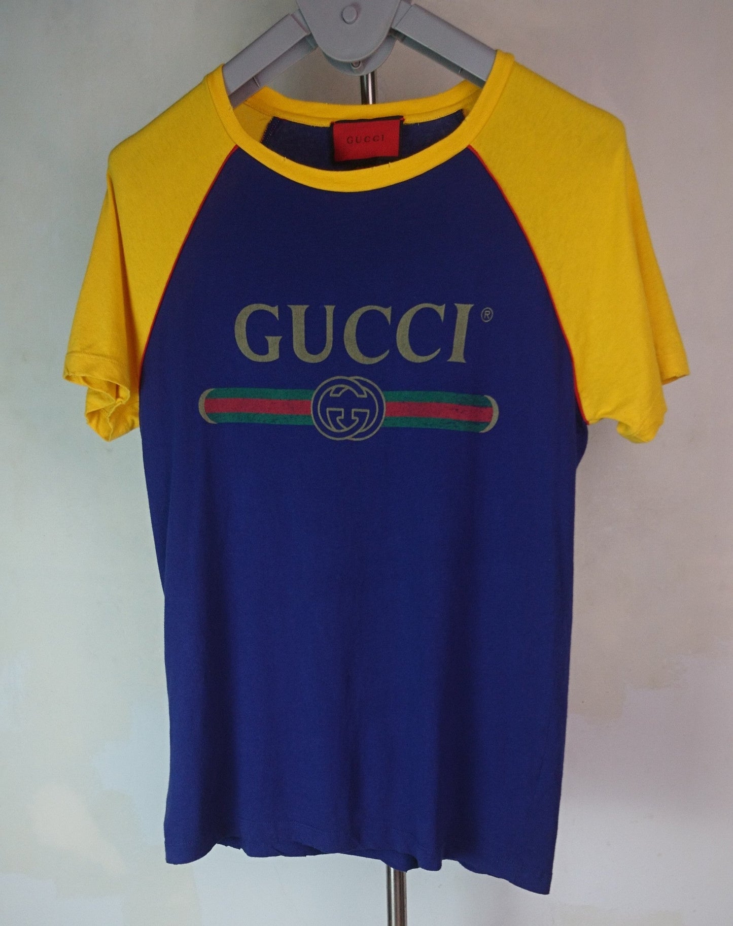 Gucci Blind For Love Print Blue Yellow T Shirt