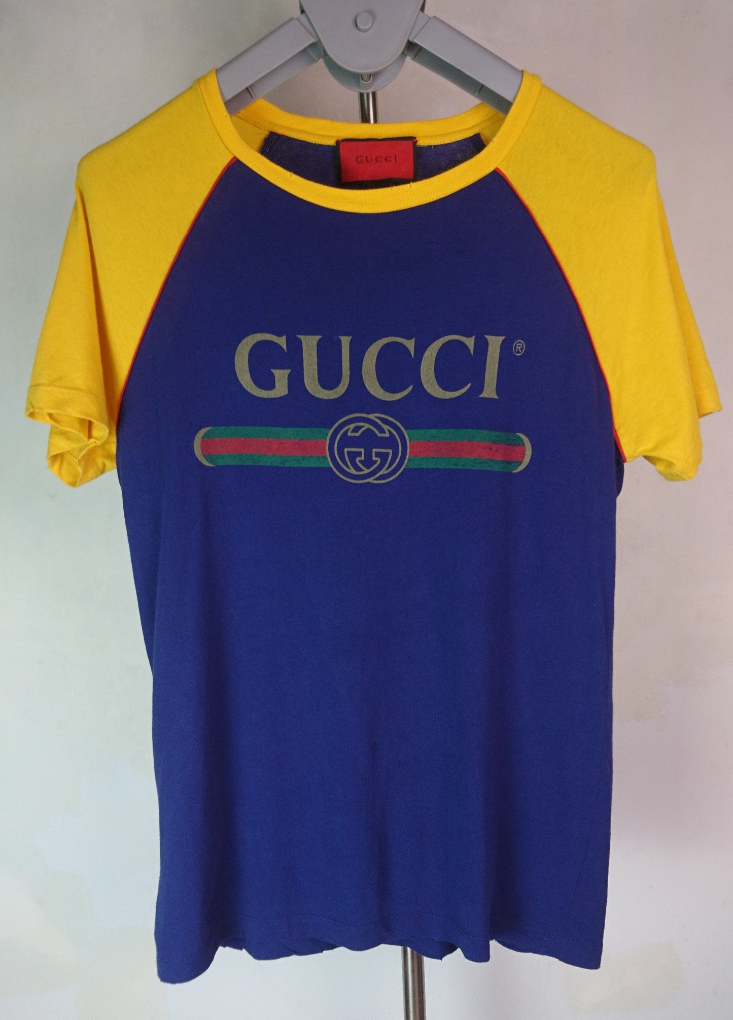 Gucci Blind For Love Print Blue Yellow T Shirt