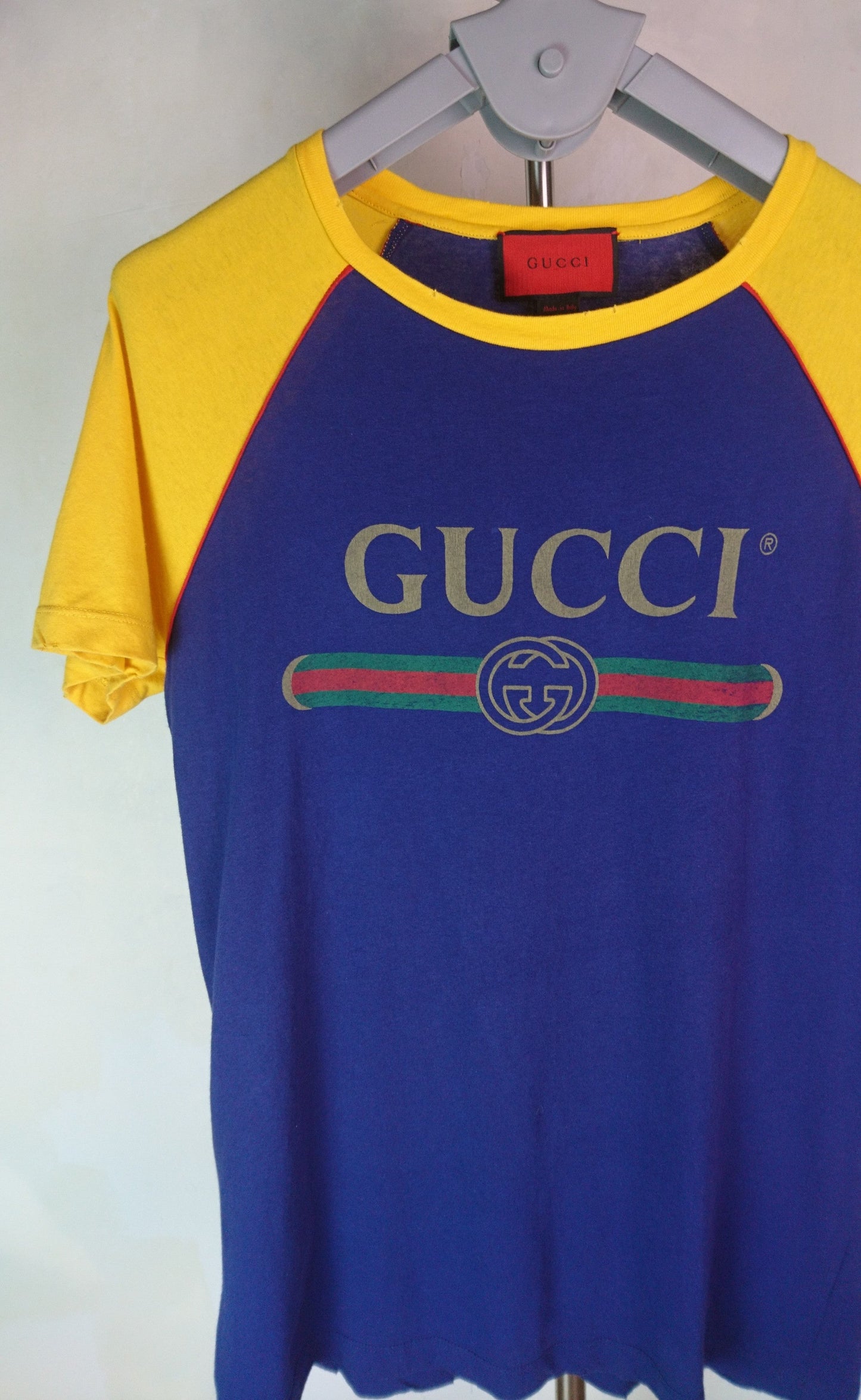 Gucci Blind For Love Print Blue Yellow T Shirt