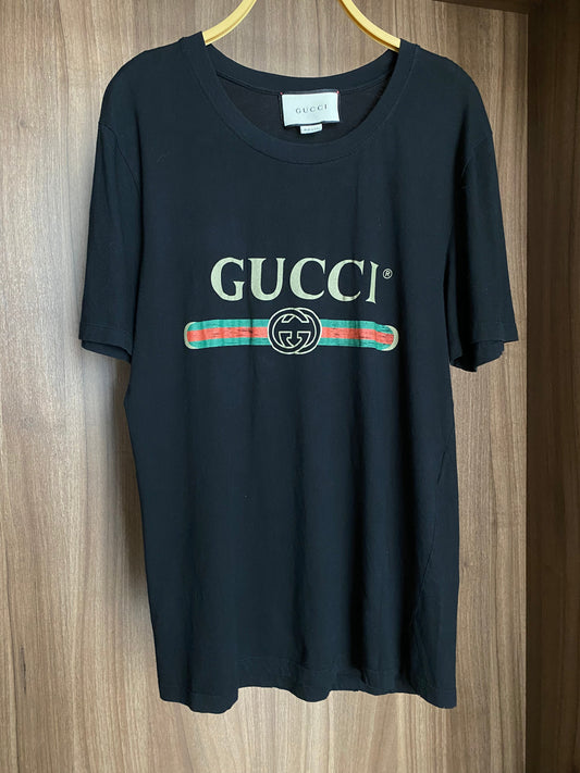 Gucci Logo Black Cotton T Shirt