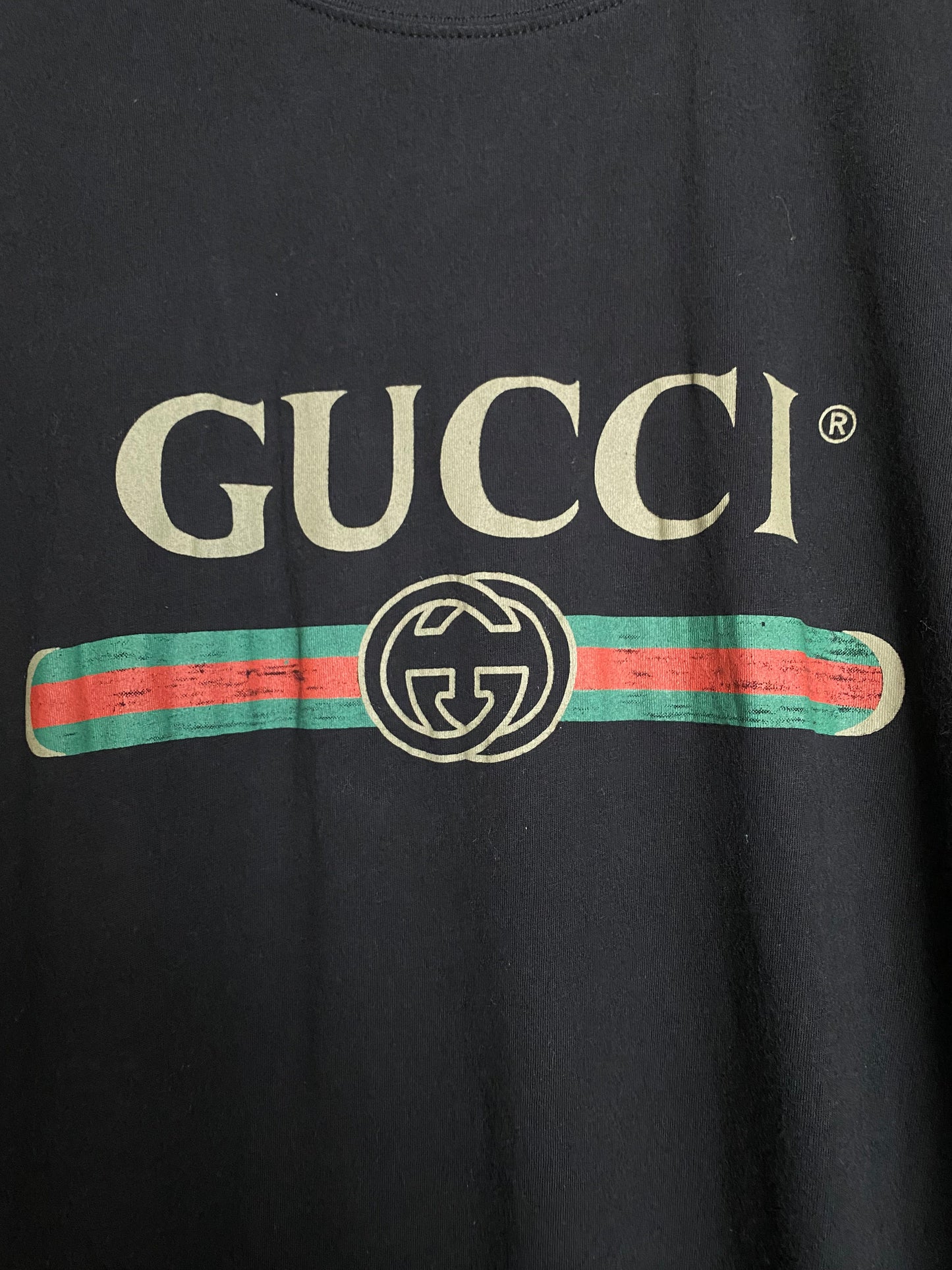 Gucci Logo Black Cotton T Shirt