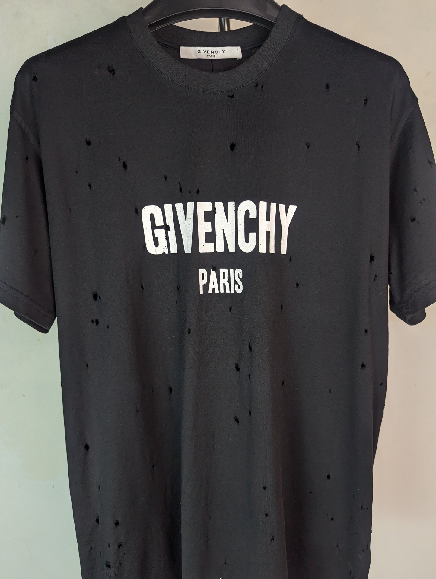 Givenchy Distressed Logo Black Cotton S Oversized