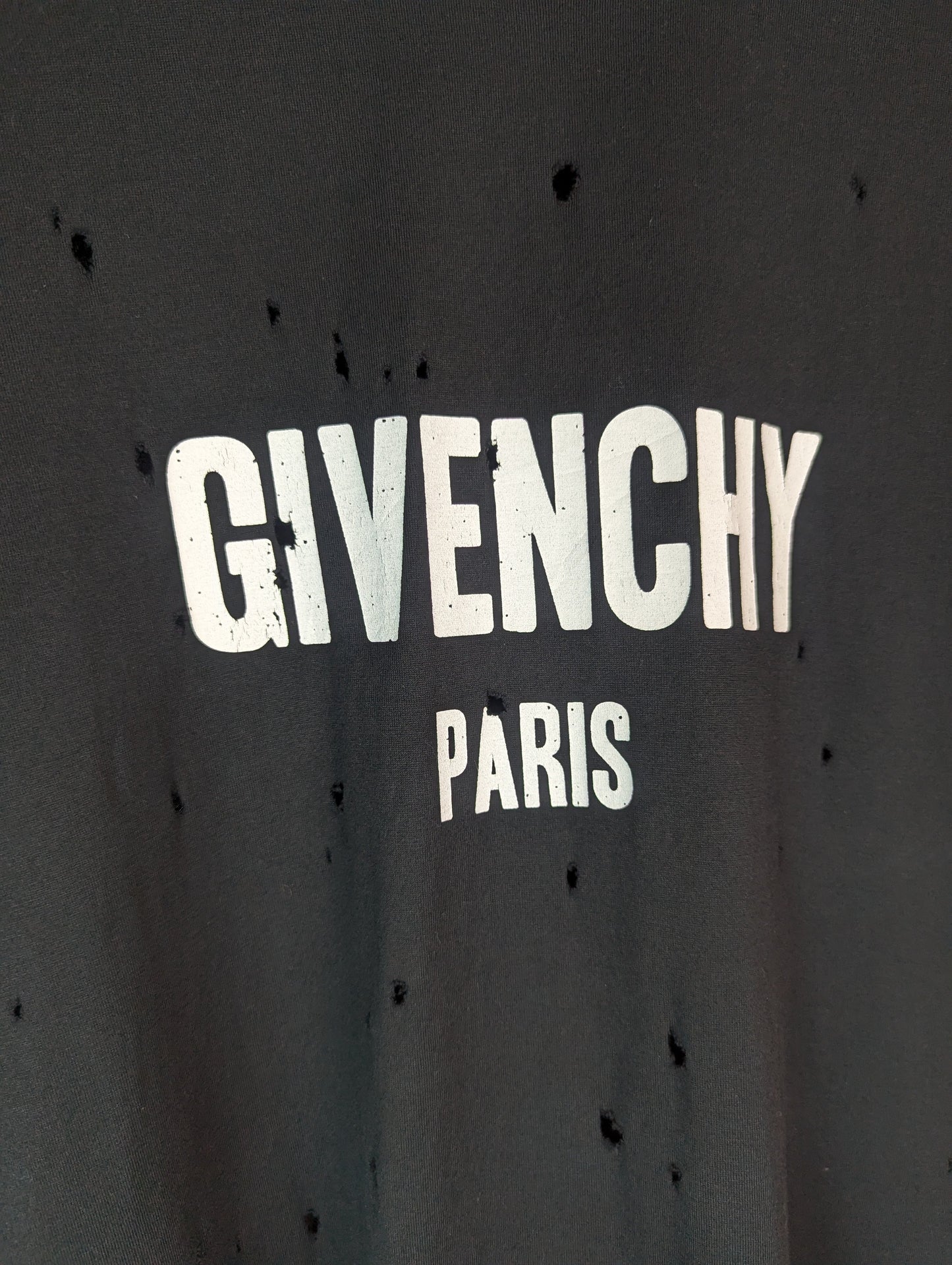 Givenchy Distressed Logo Black Cotton S Oversized