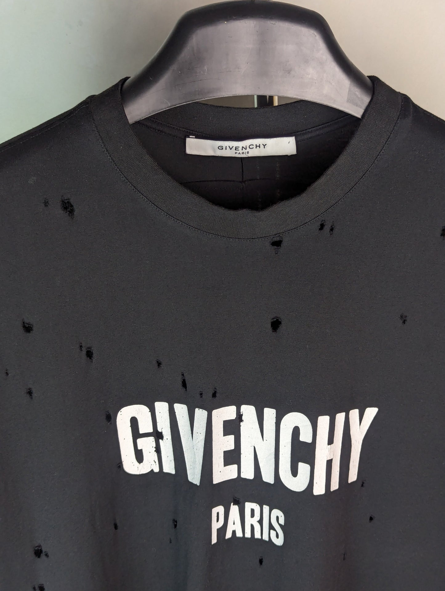 Givenchy Distressed Logo Black Cotton S Oversized