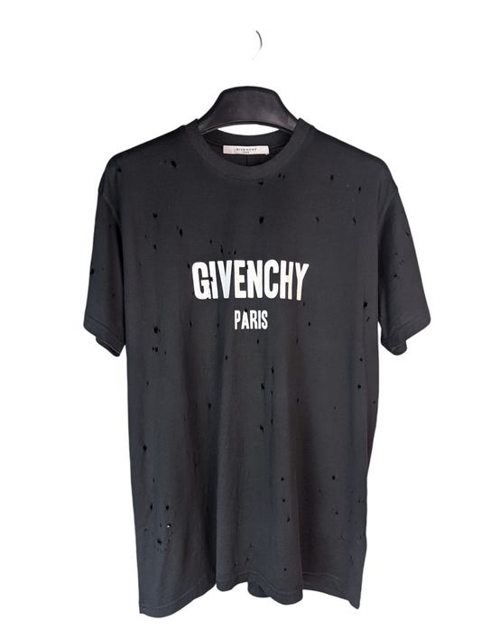 Givenchy Distressed Logo Black Cotton S Oversized