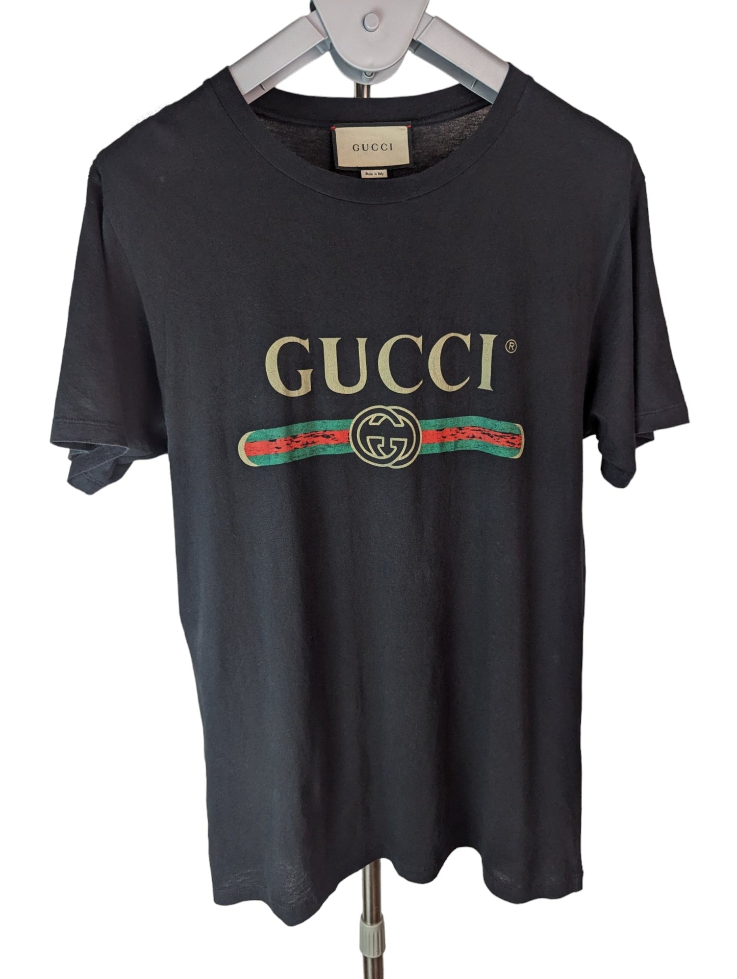 Gucci Logo Signature Black Cotton T Shirt S