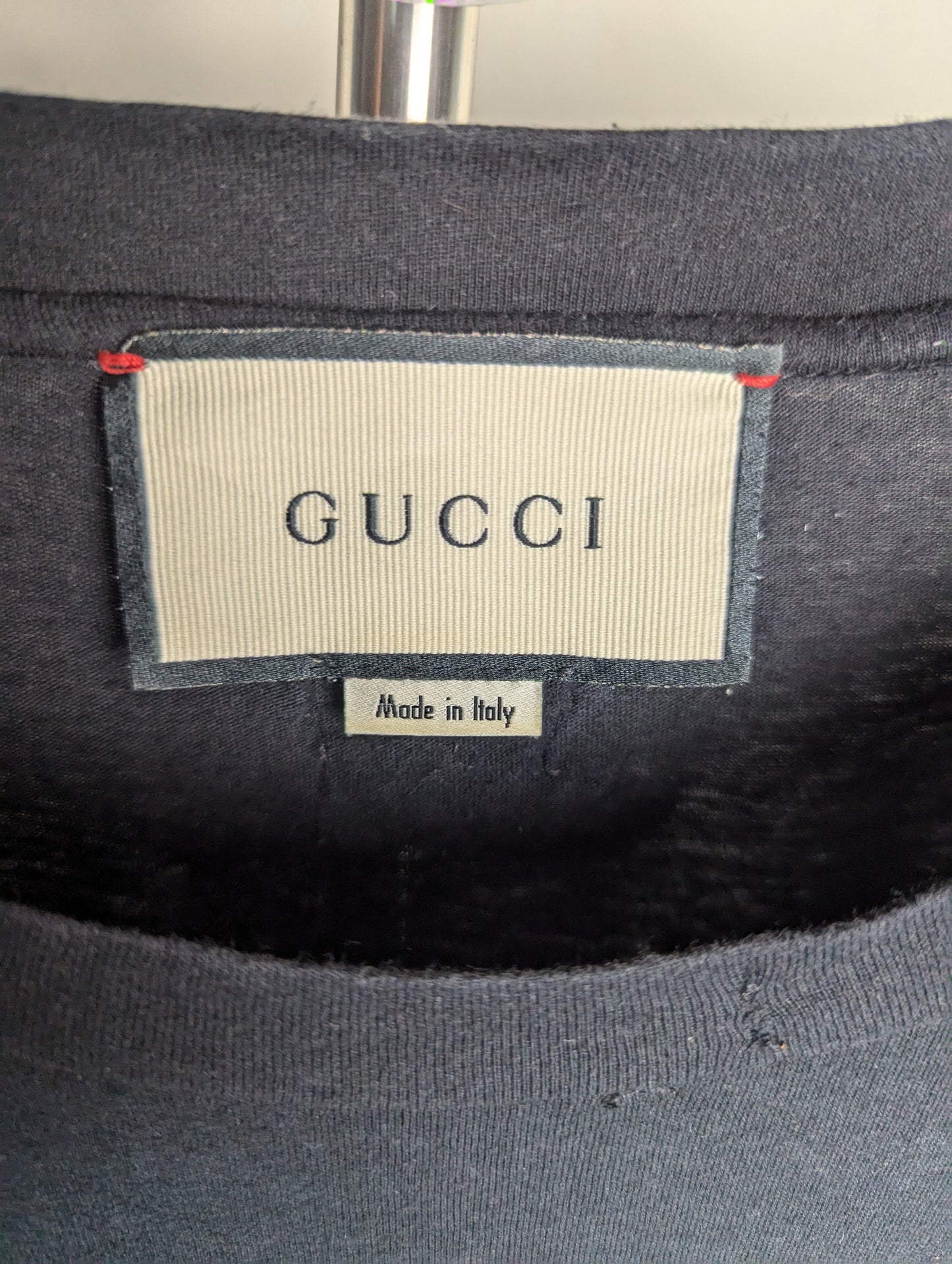 Gucci Logo Signature Black Cotton T Shirt S