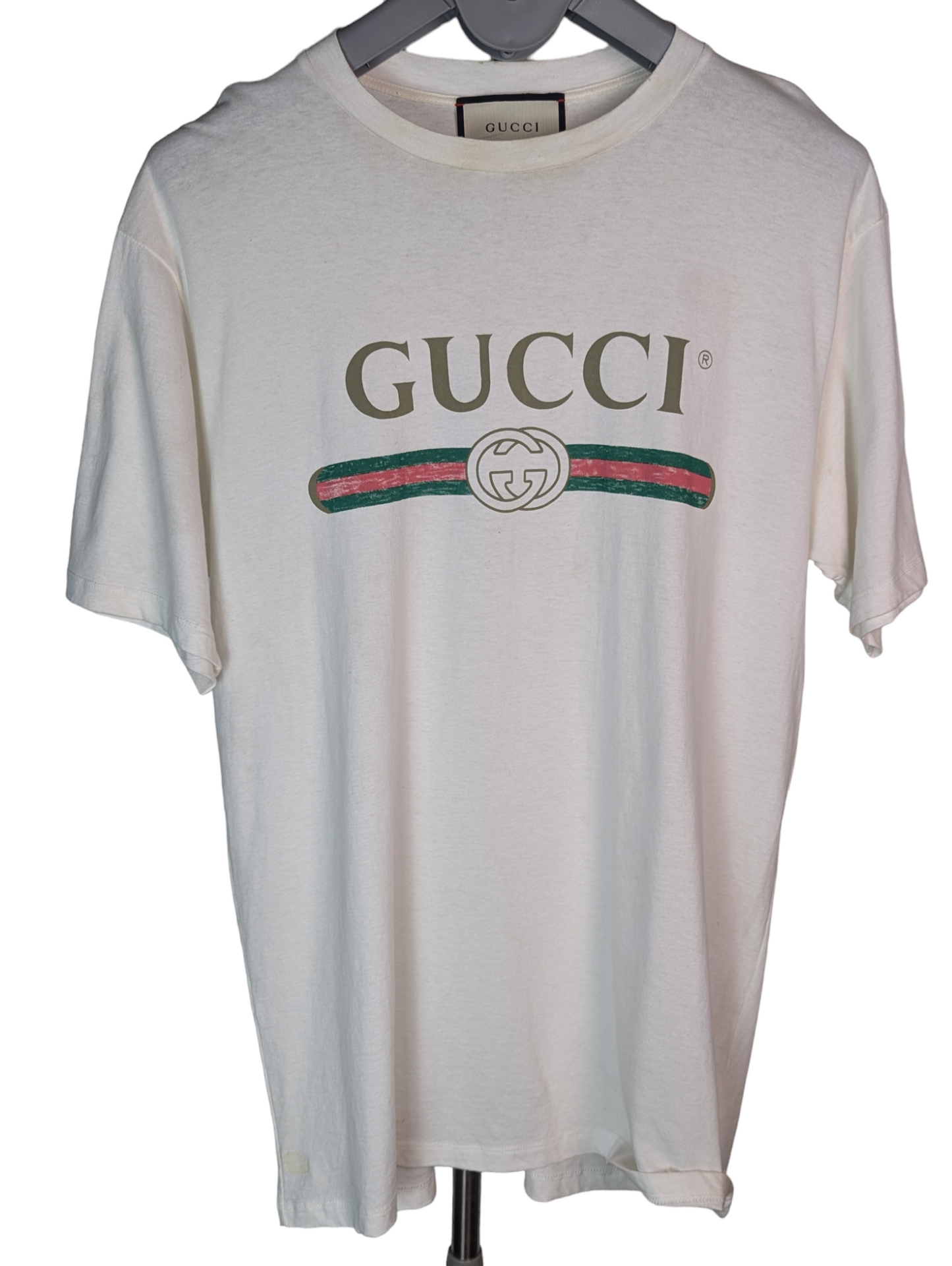 Gucci White Logo Signature T Shirt Large