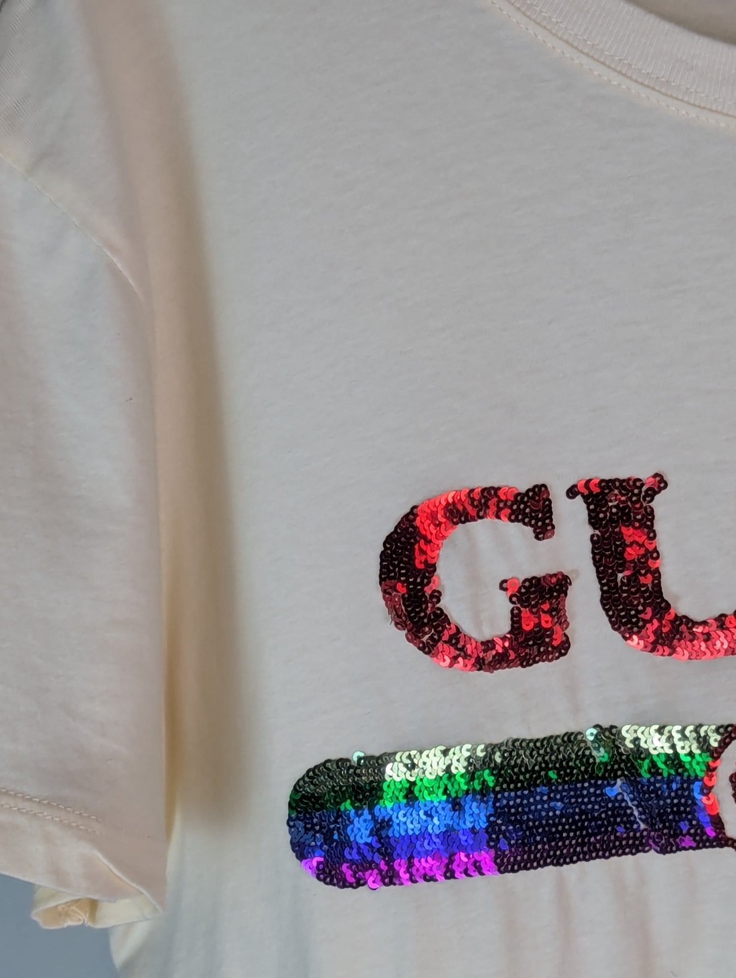 Gucci Cream Sequin Embellished T Shirt Xs