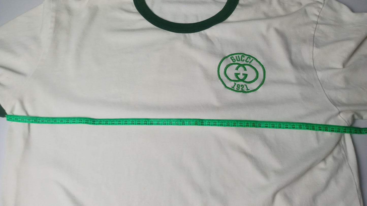 Gucci White Logo Embroidered Jersey Cotton T Shirt