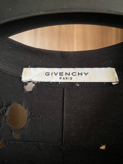 Givenchy Logo Distressed Black Cotton T Shirt S