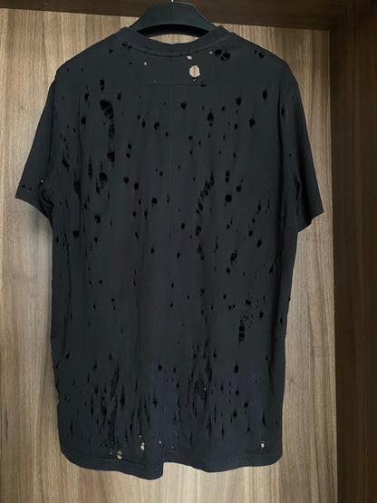 Givenchy Logo Distressed Black Cotton T Shirt S