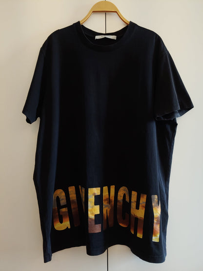 Givenchy Sunset Logo Black Cotton T Shirt S Oversized