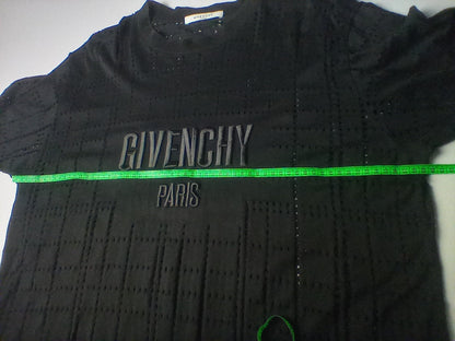 Givenchy Black Perforated Logo Oversized M T Shirt