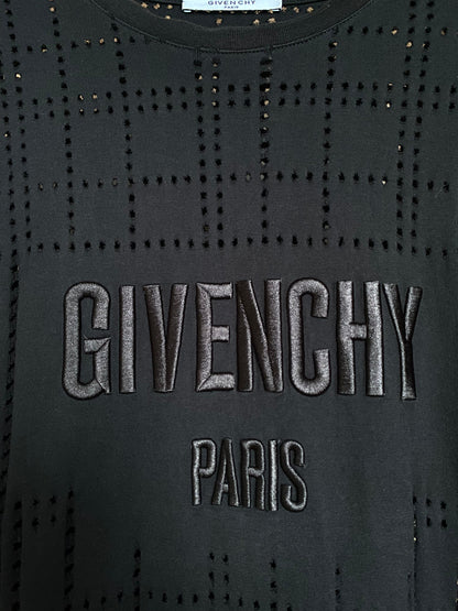 Givenchy Black Perforated Logo Oversized M T Shirt