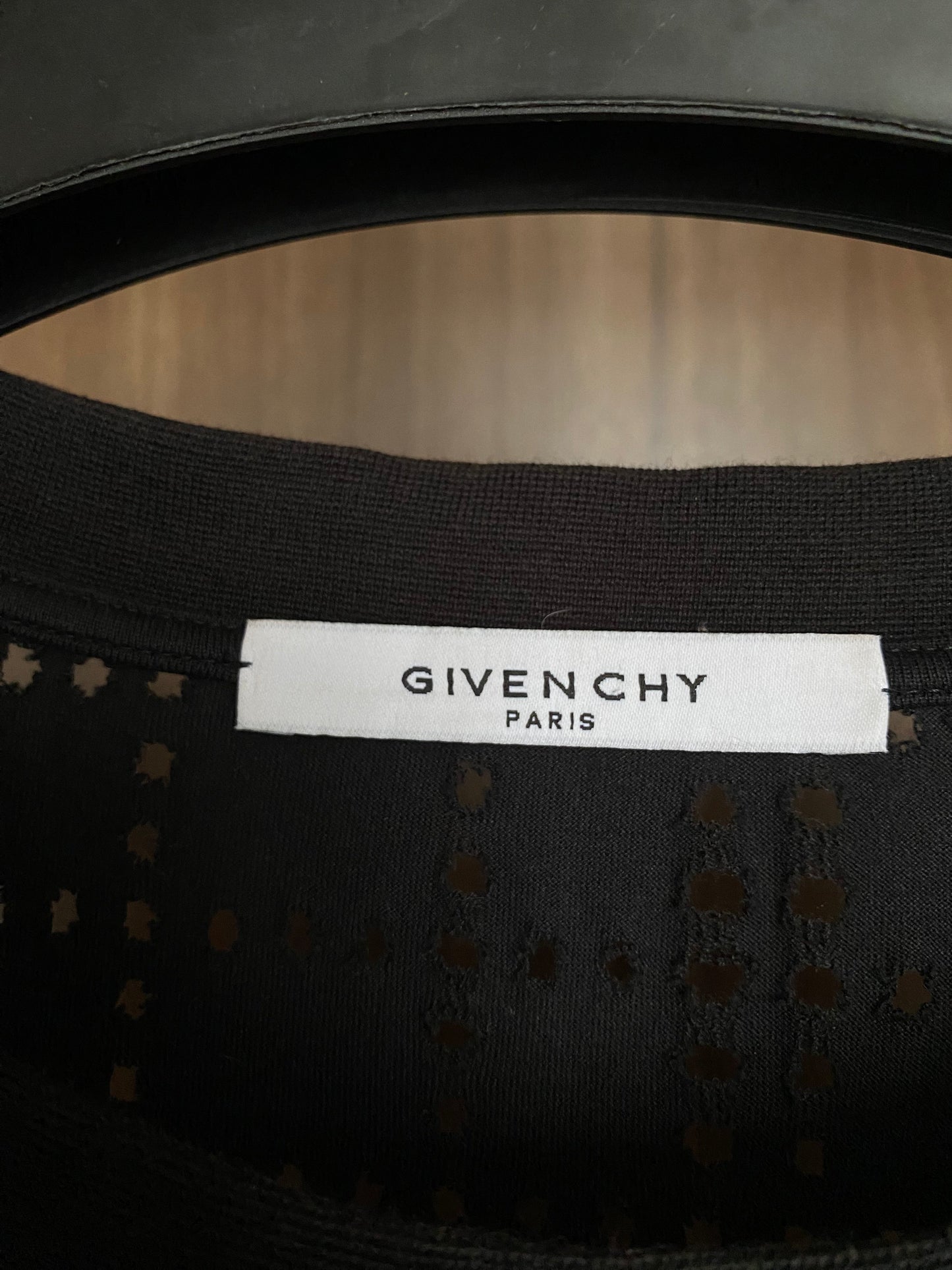 Givenchy Black Perforated Logo Oversized M T Shirt