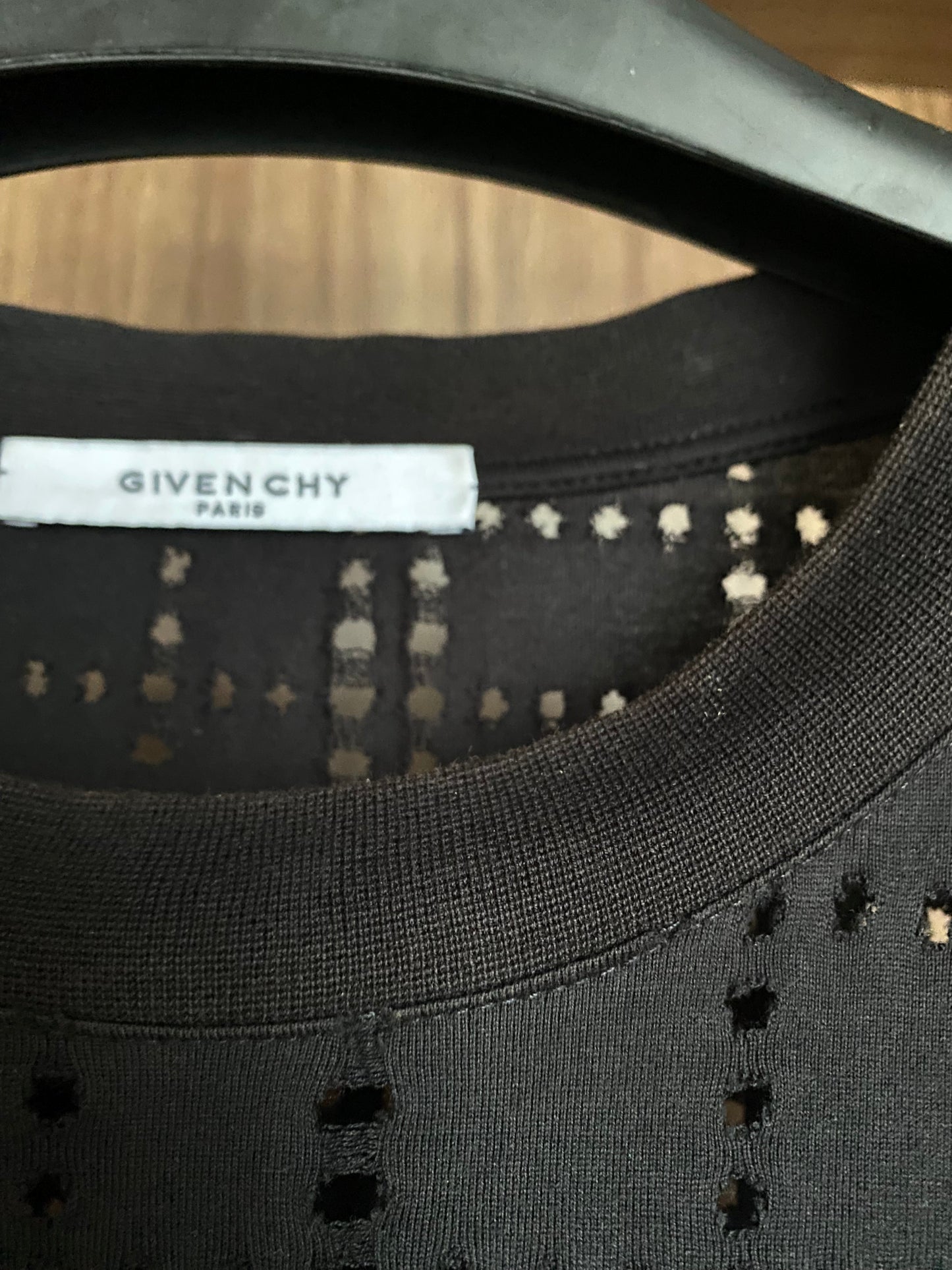 Givenchy Black Perforated Logo Oversized M T Shirt