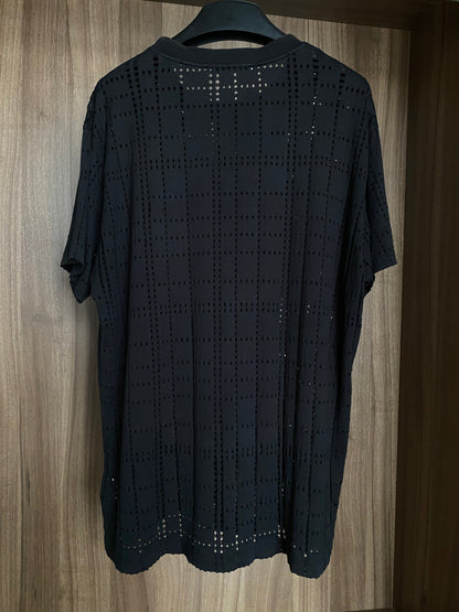 Givenchy Black Perforated Logo Oversized M T Shirt