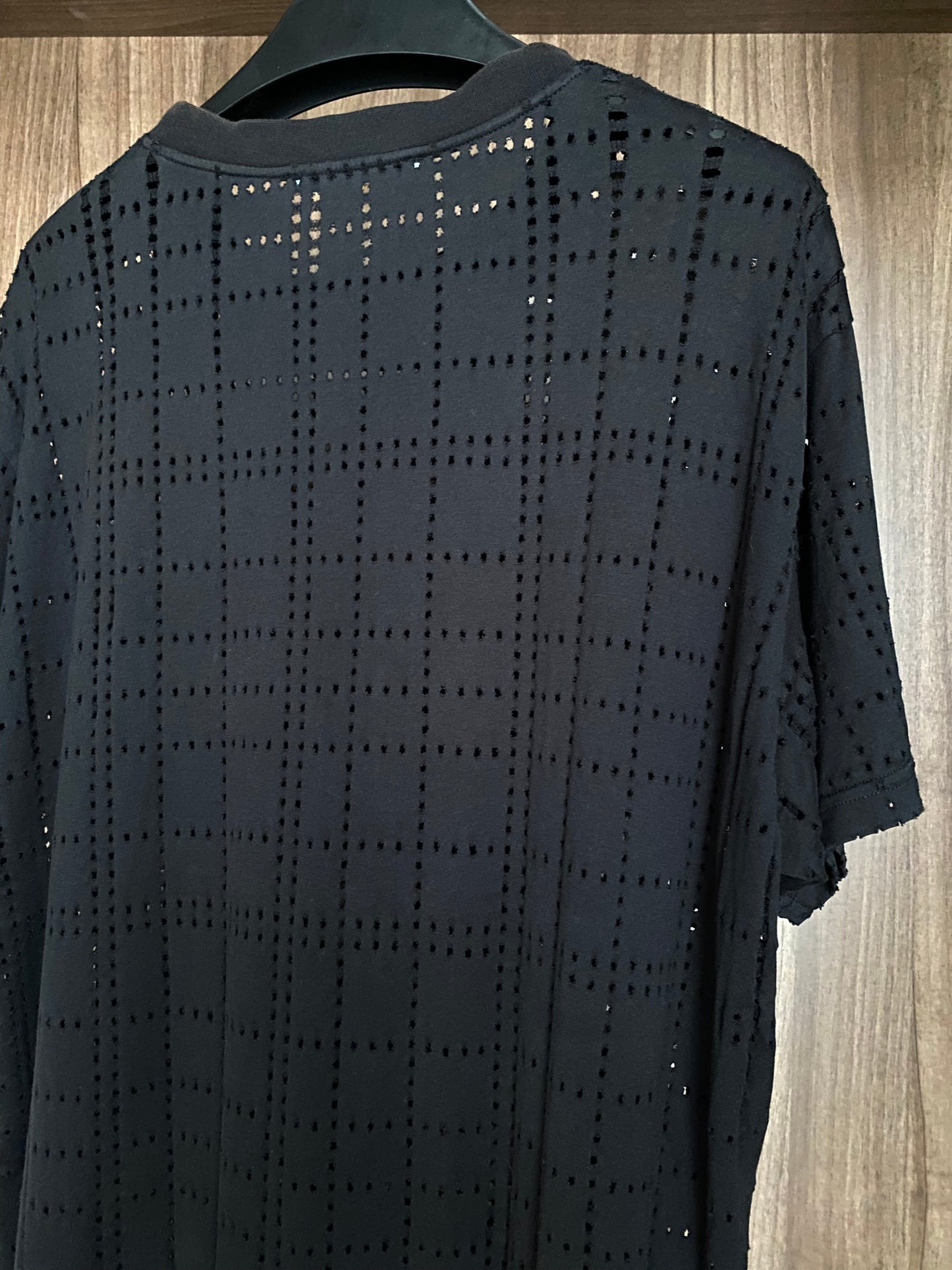Givenchy Black Perforated Logo Oversized M T Shirt
