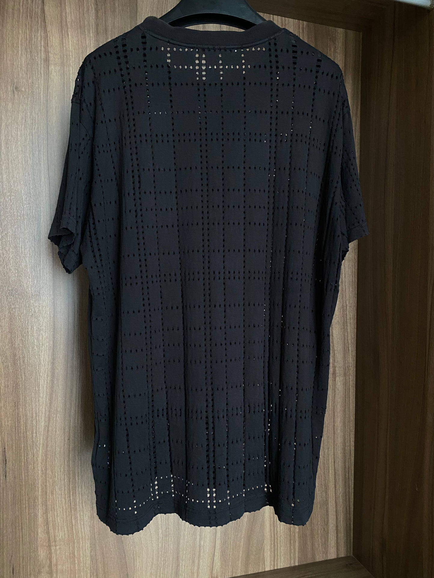 Givenchy Black Perforated Logo Oversized M T Shirt