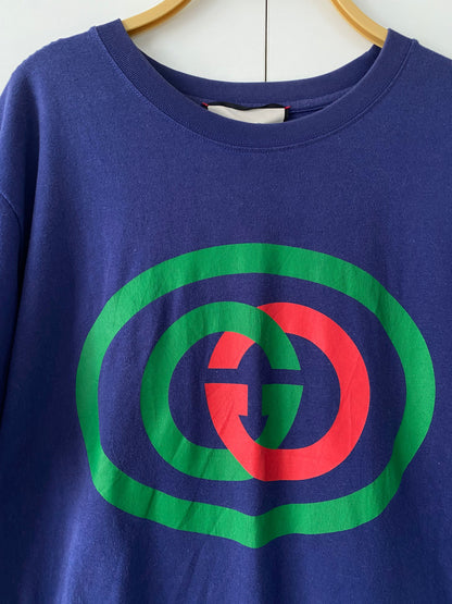 Gucci Interlocking G Blue Cotton T Shirt